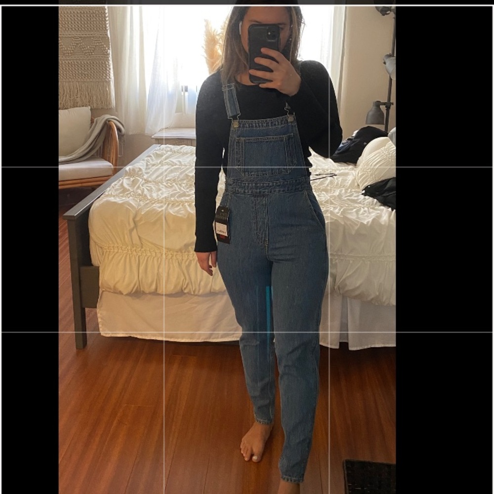 Levi’s Denim mom overalls.